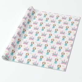 Niedliche Prinzessin Burg Rosa Geschenkpapier