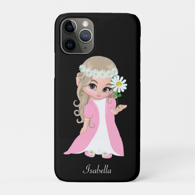Niedliche Prinzessin, die eine Blume auf schwarz h Case-Mate iPhone Hülle (Rückseite)