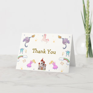 Niedliche Prinzessin Dragon Unicorn Burg Kinderdus Dankeskarte