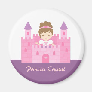 Niedliche Prinzessin Girl in rosa SchlossFairytale Magnet