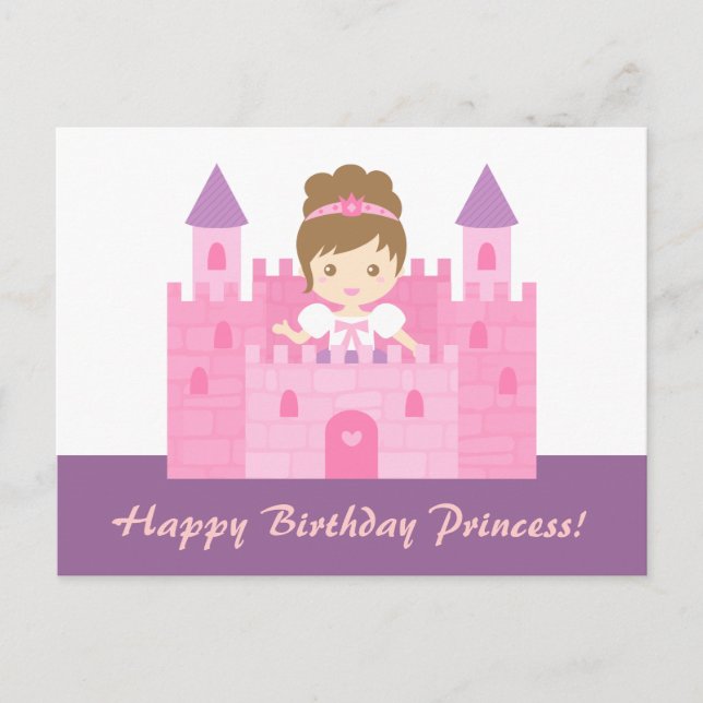Niedliche Prinzessin Girl of Pink Castle Postkarte (Vorderseite)