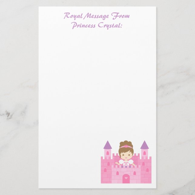 Niedliche Prinzessin Girl von Pink Briefpapier (Vorderseite)