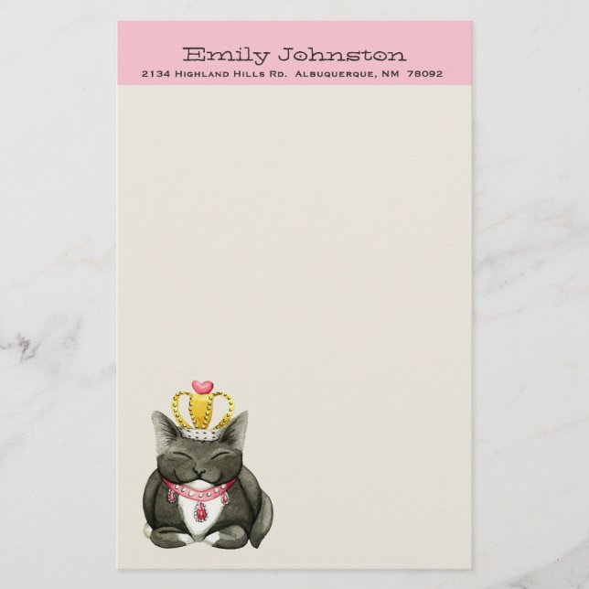 Niedliche Prinzessin Kitty Custom Stationery Briefpapier (Vorderseite)