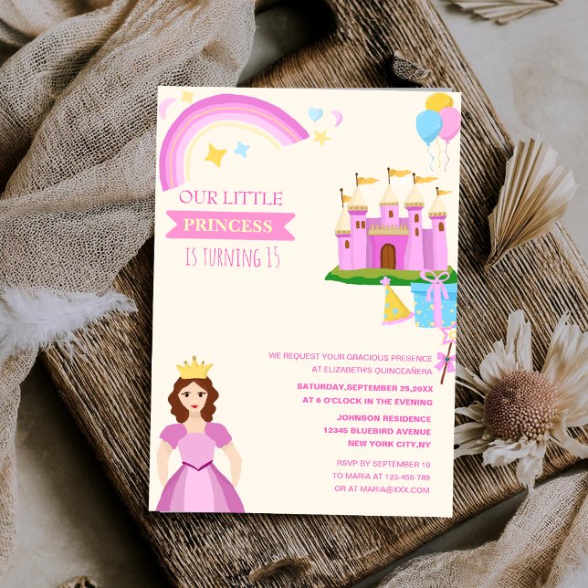 niedliche Prinzessin lebhaft bunt einzigartig quin Einladung (Von Creator hochgeladen)