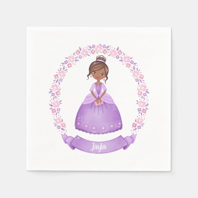 Niedliche Prinzessin Lila ethnisch Personalisiert Serviette (Vorderseite)