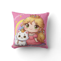 Niedliche Prinzessin mit weißer Katze individuell