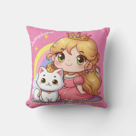 Niedliche Prinzessin mit weißer Katze individuell  Kissen