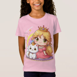 Niedliche Prinzessin mit weißer Katze individuell  T-Shirt