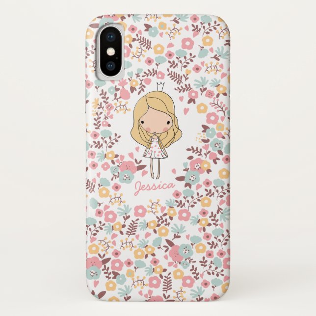 Niedliche Prinzessin Monogram Custom Floral Case-Mate iPhone Hülle (Rückseite)