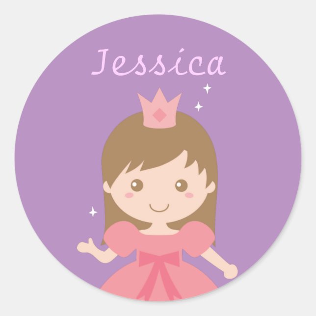 Niedliche Prinzessin, rosa für kleine Mädchen Runder Aufkleber (Vorderseite)