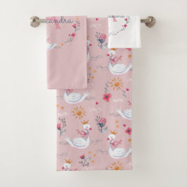 Niedliche Prinzessin schwänzte rosa Kinder Badhandtuch Set