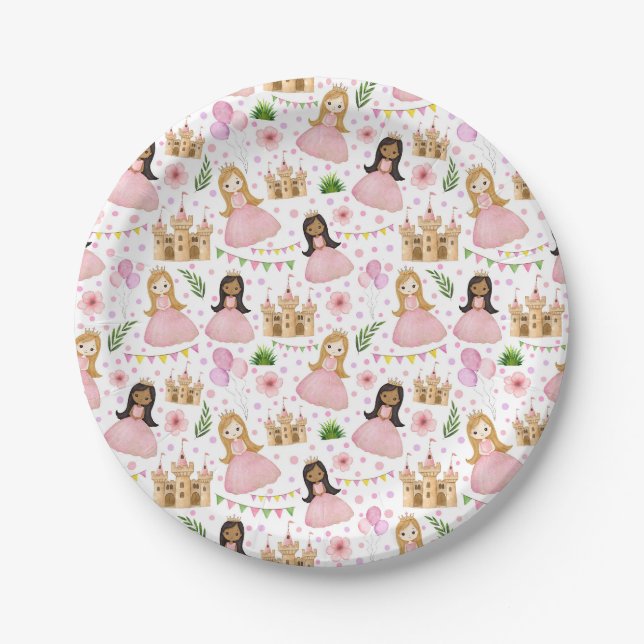 Niedliche Prinzessin und Castelgrande Pappteller (Vorderseite)