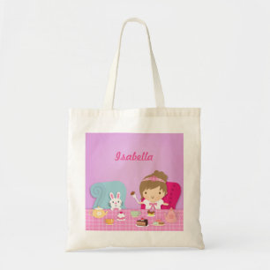 Niedliche Prinzessin und Häschen-Tee-Party für Tragetasche