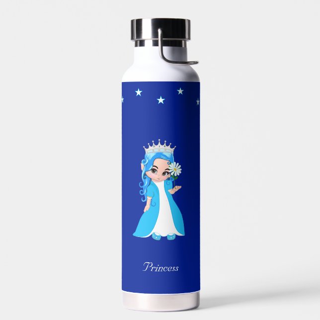 Niedliche Prinzessin und Sterne auf Royal Blue Wat Trinkflasche (Links)