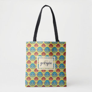 Niedliche Puffer-Fische mit Namen und Monogramm Tasche