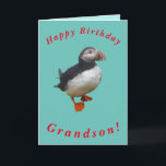 Niedliche Puffin Birthday Card für Grandson Karte<br><div class="desc">Ein niedlicher Puffin macht ein schönes Bild für diese Geburtstagskarte für Grandson.  Alle Texte können einfach angepasst werden.</div>