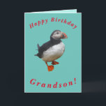 Niedliche Puffin Birthday Card für Grandson Karte<br><div class="desc">Ein niedlicher Puffin macht ein schönes Bild für diese Geburtstagskarte für Grandson.  Alle Texte können einfach angepasst werden.</div>