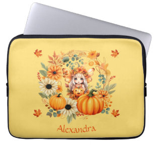 Niedliche Pumpkettenmaus im Herbstkranz Laptopschutzhülle