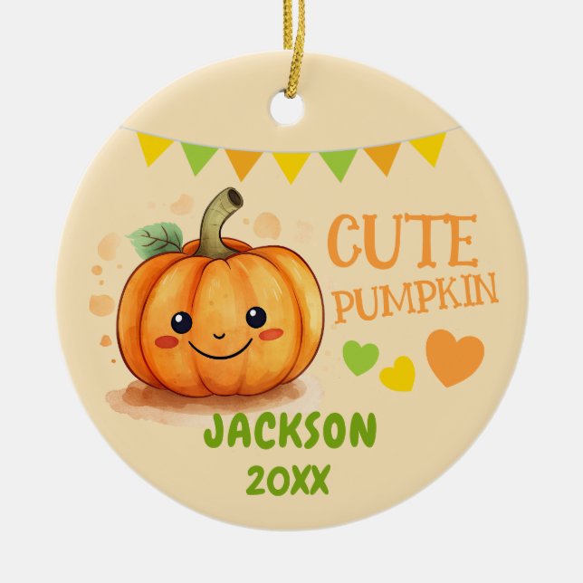 Niedliche Pumpkin Anpassbare Foto Ornament (Vorne)