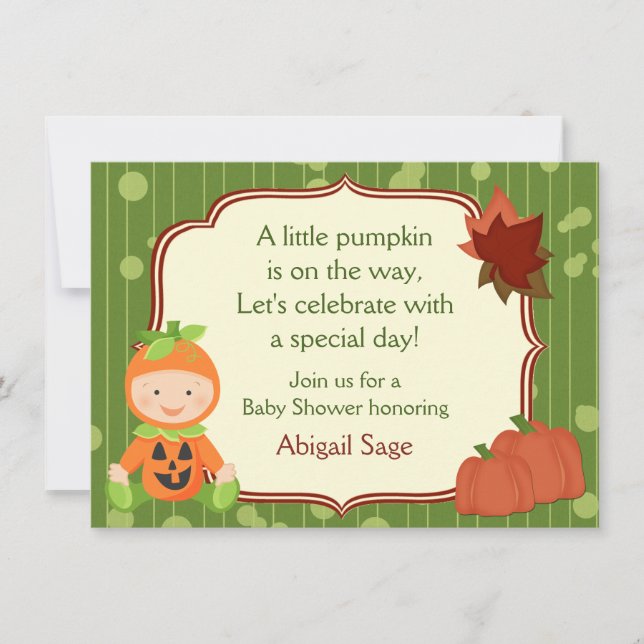 Niedliche Pumpkin Baby Halloween Kinderdusche Einl Einladung (Vorderseite)