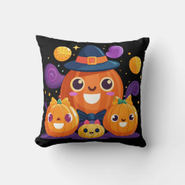 Niedliche Pumpkin-Familie Halloween Vector Art Kissen