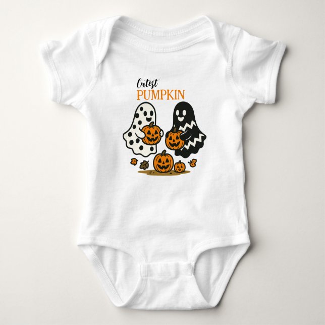Niedliche Pumpkin-Geister Baby Strampler (Vorderseite)