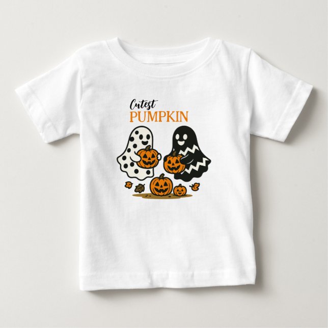 Niedliche Pumpkin-Geister Baby T-shirt (Vorderseite)