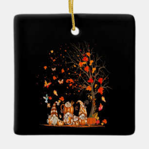 Niedliche Pumpkin Gnomes Herbstbaum Herbstlaube Keramikornament