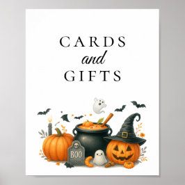 Niedliche Pumpkin Halloween Kinderduschkarte & Ges Poster