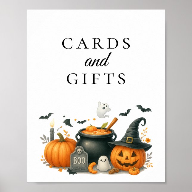 Niedliche Pumpkin Halloween Kinderduschkarte & Ges Poster (Vorne)