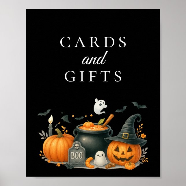 Niedliche Pumpkin Halloween Kinderduschkarte & Ges Poster (Vorne)