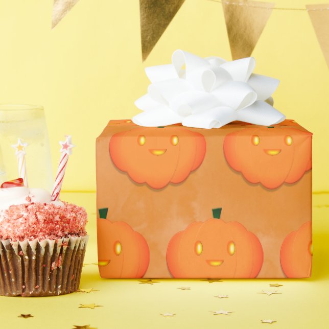 Niedliche Pumpkin Halloween Wasserfarbe Kinderdusc Geschenkpapier (Geburtstagsparty)