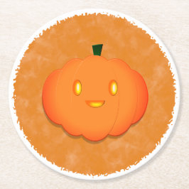 Niedliche Pumpkin Halloween Wasserfarbe Kinderdusc Runder Pappuntersetzer