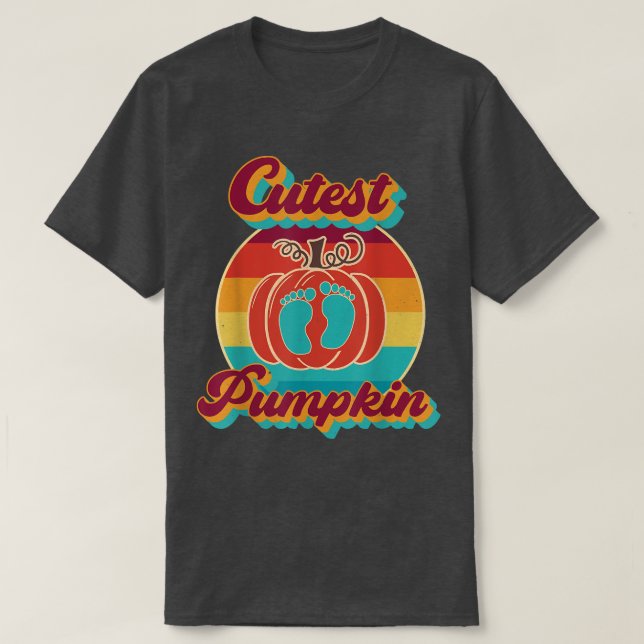 Niedliche Pumpkin Herbstlaub Herbstbaum Retro Vint T-Shirt (Design vorne)