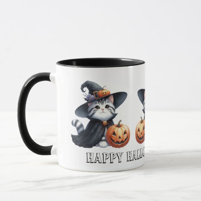 Niedliche Pumpkin Hexenkatze Halloween Tasse (Links)