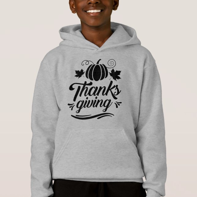 Niedliche Pumpkin mit Text-Erntedank-Typografie Hoodie (Vorderseite)