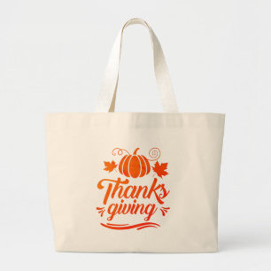 Niedliche Pumpkin mit Text-Erntedank-Typografie Jumbo Stoffbeutel