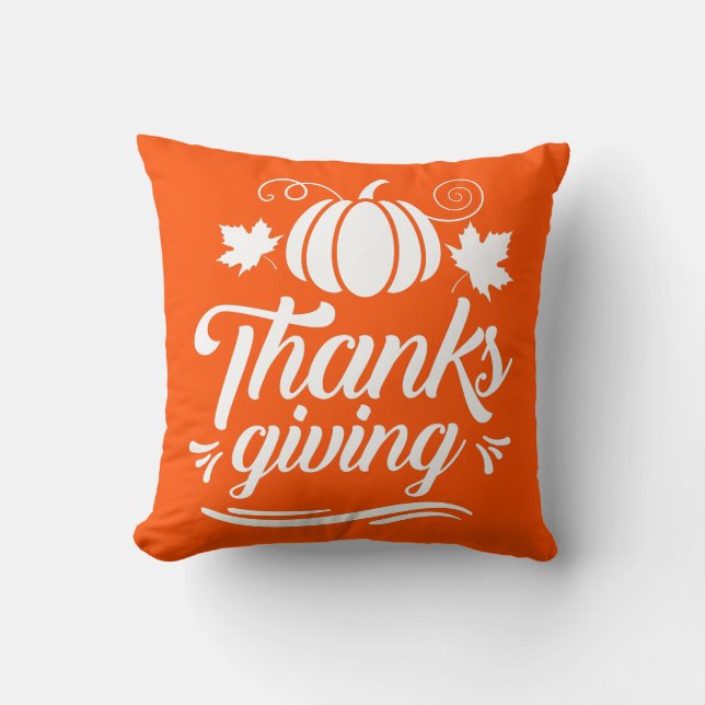 Niedliche Pumpkin mit Text-Erntedank-Typografie Kissen (Vorderseite)