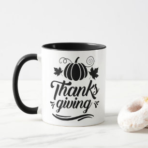 Niedliche Pumpkin mit Text-Erntedank-Typografie Tasse