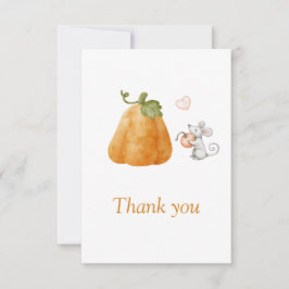 Niedliche Pumpkin Mouse Fall Baby Dusche Dankeskarte