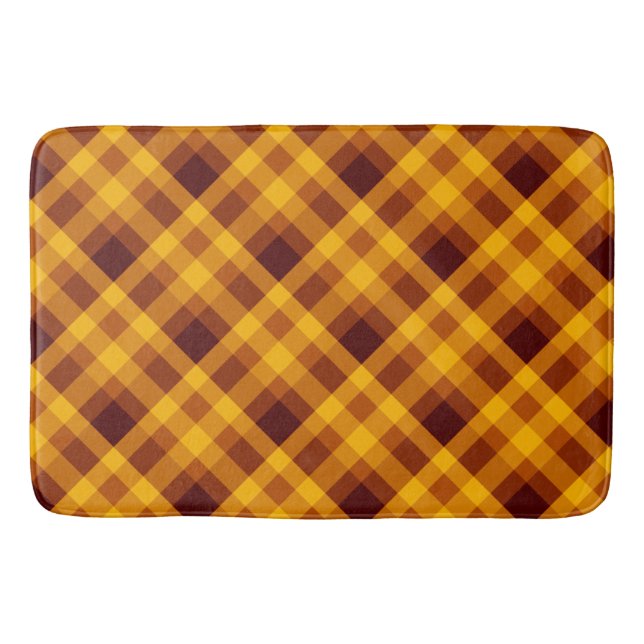 Niedliche Pumpkin Orange Kariert große Badematte (Vorderseite)