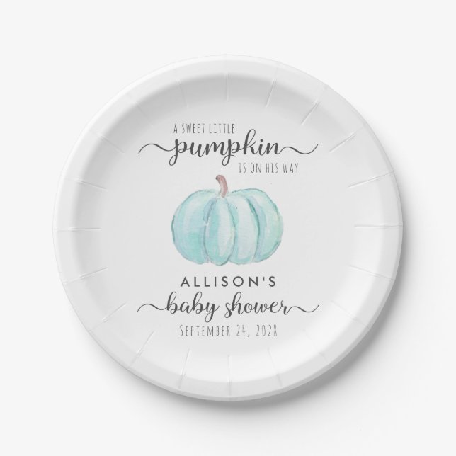 Niedliche Pumpkin Watercolor Kinderdusche Pappteller (Vorderseite)