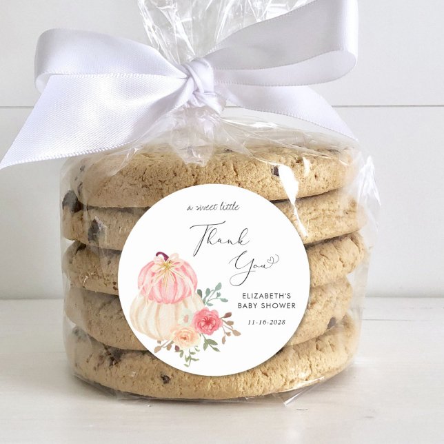 Niedliche Pumpkin Watercolor Kindermädchendusche D Runder Aufkleber (Von Creator hochgeladen)