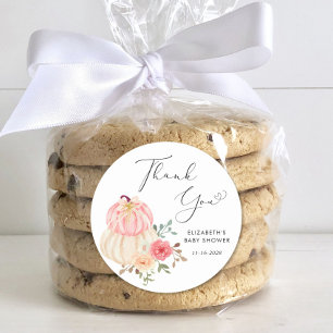 Niedliche Pumpkin Watercolor Kindermädchendusche D Runder Aufkleber