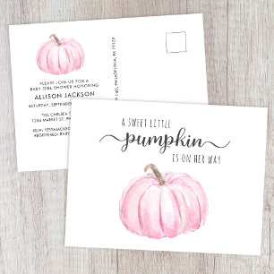 Niedliche Pumpkin Watercolor Kindermädchendusche Einladungspostkarte