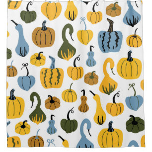 Niedliche Pumpkins Cartoon Hand gezogen Duschvorhang