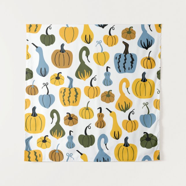Niedliche Pumpkins Cartoon Hand gezogen Wandteppich (Vorderseite)