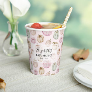 Niedliche Pumpkins Pink Girl Babydusche Pappbecher
