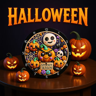 Niedliche Pumpkins Spooky Saisondekoration Große Wanduhr