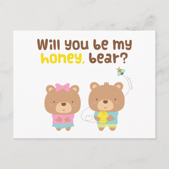 Niedliche Pun Liebe Geständnis mein Honey Bär sein Postkarte (Vorderseite)
